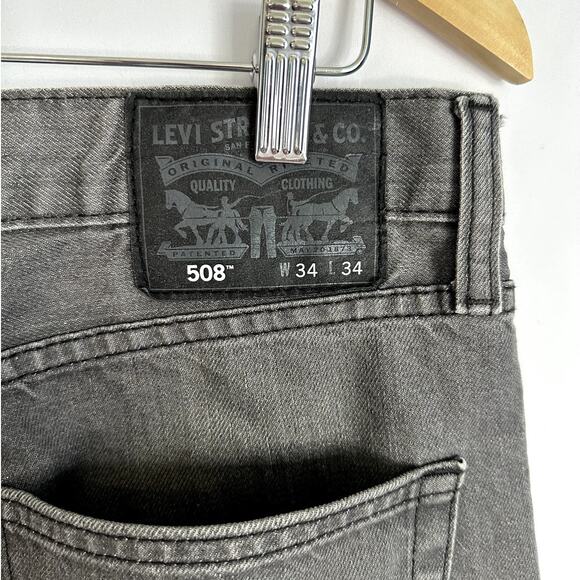 Levi's 508 Jeans Size 34 x 34 Gray Black Label Tapered Fit Denim Discontinued - Picture 3 of 13